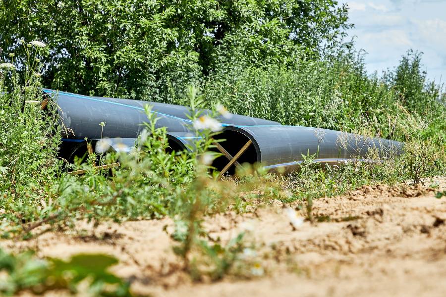 Hdpe Pipe Lying In Grass